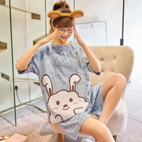 luxury pajamas womens thin pink cute bunny girl student home clothes can be worn outside printed short sleeved summer