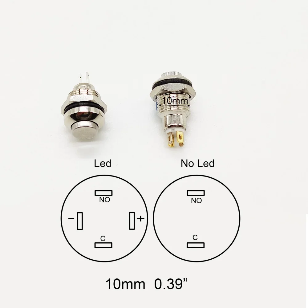 

Электрический водонепроницаемый кнопочный переключатель LED, 6/12В, 8-30мм