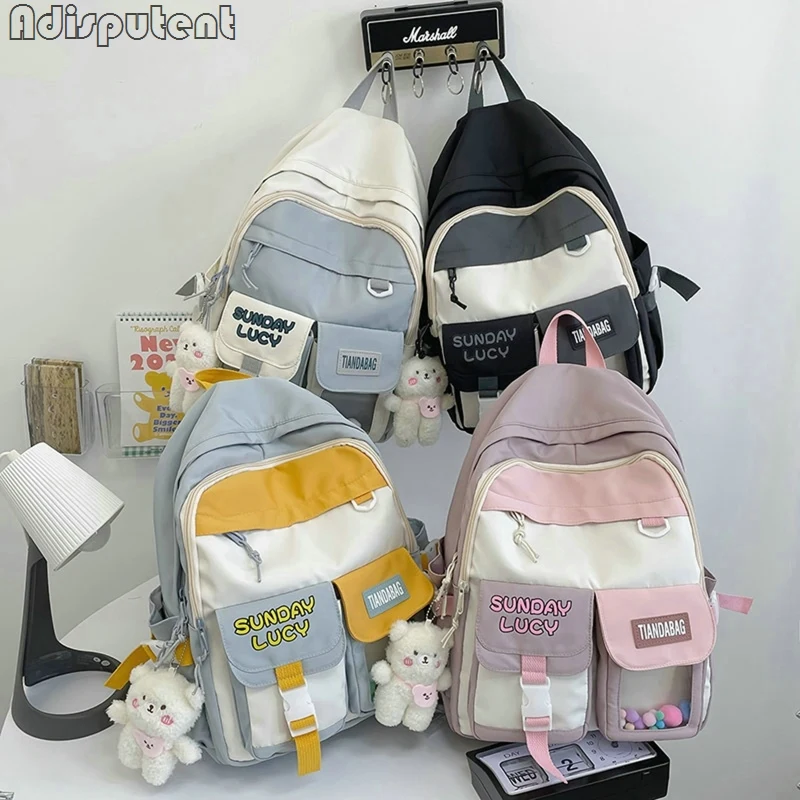 

Large Capacity Canvas Black Backpack Light Simple Travel Bag Canvas Backpack Student School Bag Canvas Student Zipper Backpack