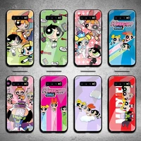 cartoon powerpuff girls phone case tempered glass for samsung s20 plus s7 s8 s9 s10 note 8 9 10 plus