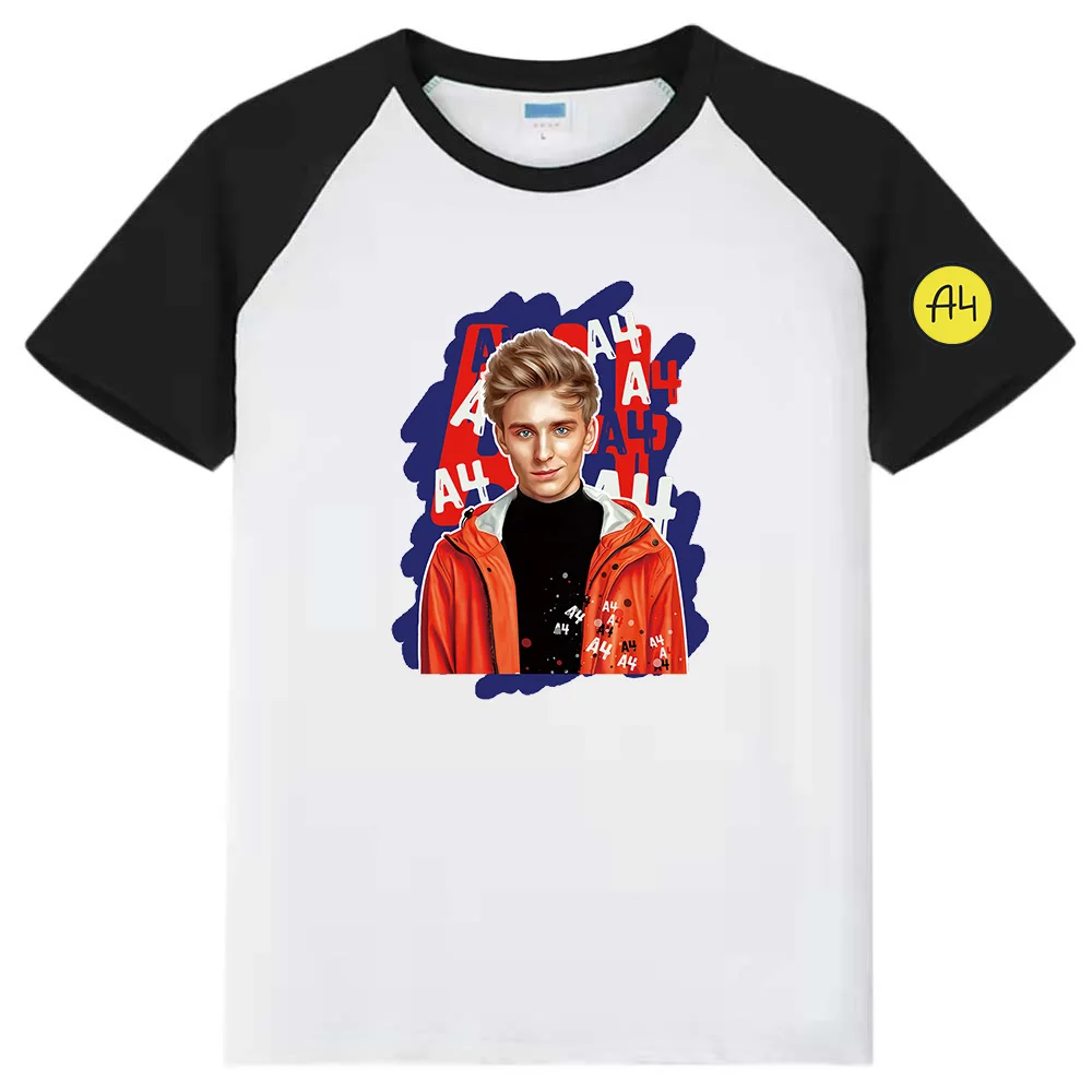 Merch A4 Tshirt Summer Cartoon Lamba Print Children's T-Shirt Casual O-neck Short Sleeve Boy Girl T Shirt Tops Tee 100% Cotoon