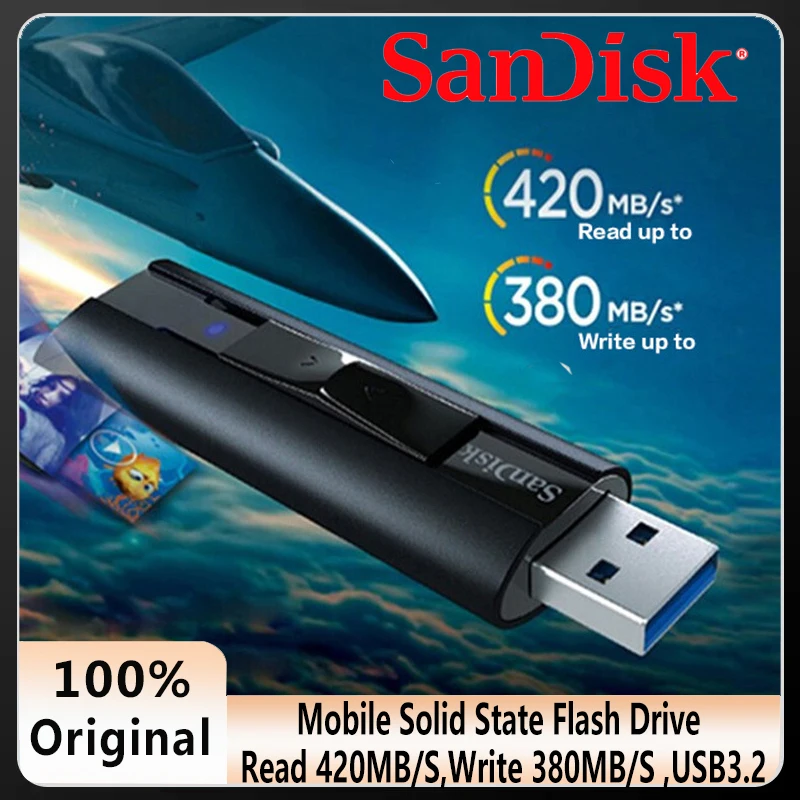 

SanDisk CZ880 Extreme PRO USB 3.2 256GB Solid State Flash Drive 128GB Pen Drive Up to 420MB/s Original USB Flash Drive Pendrive