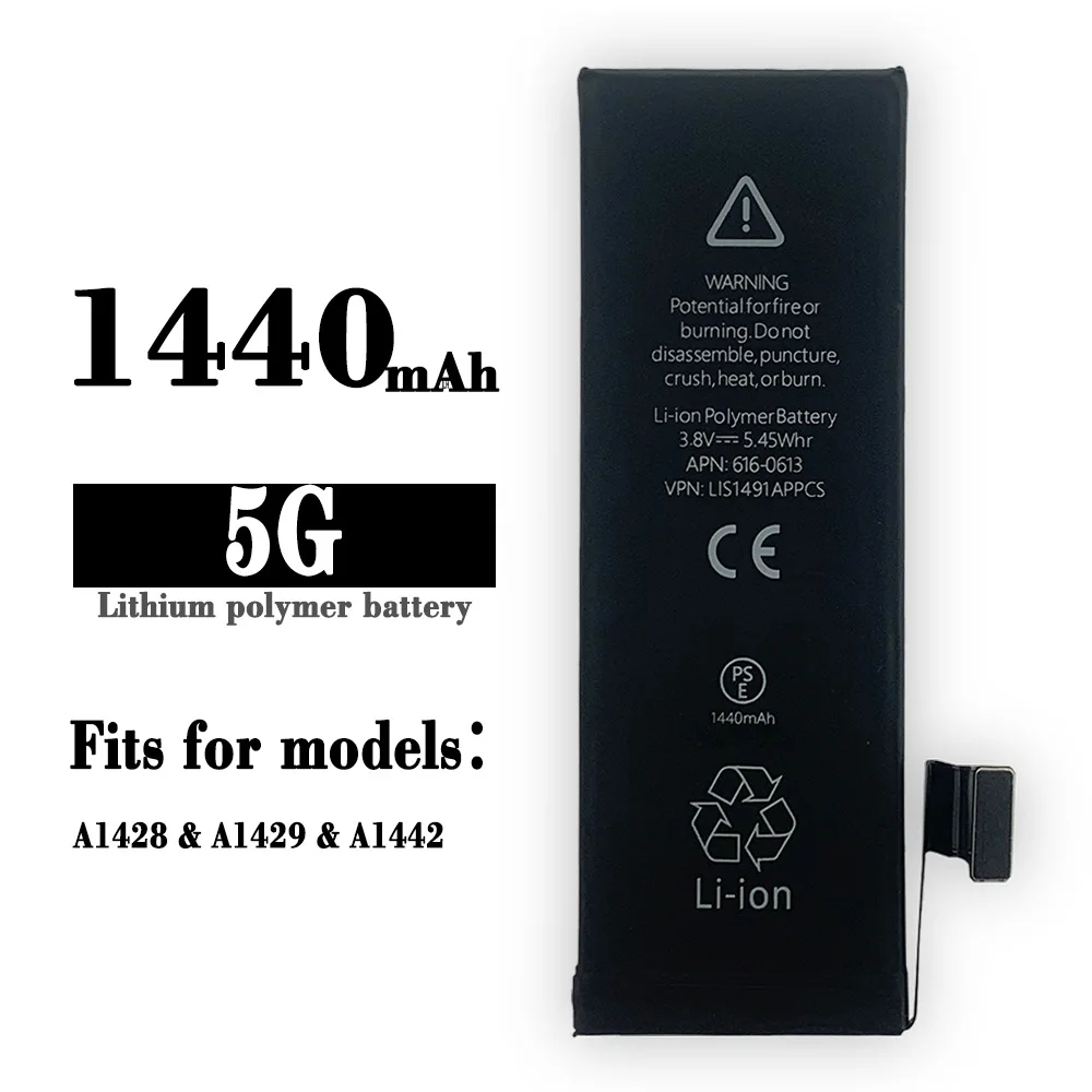 Сменная батарея для Apple iPhone 5G 5 A1429 A1428 A14421440MAH мобильный телефон литиевая батарея