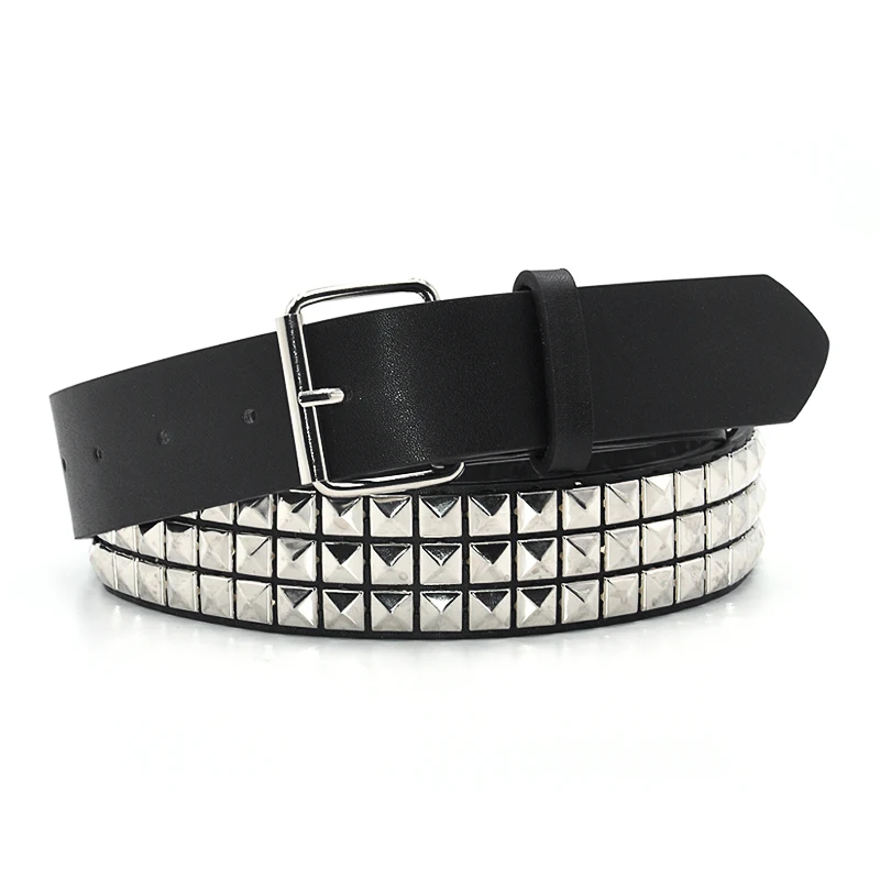 

GAOKE Pyramid Fashion Rivet Belt Men&Women's Studded Belt Punk Rock With Pin Buckle Drop Shipping Black