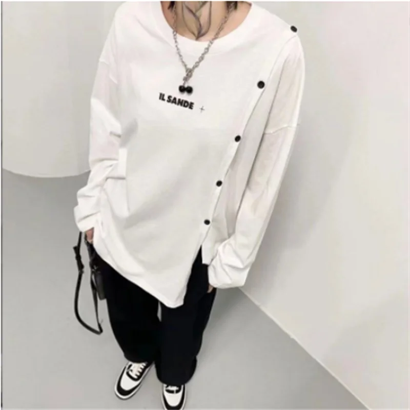 

JIL 2022 Early Spring Newest Button Detachable Design Women's Shirts Long Sleeves Printed T-Shirt Tops Women
