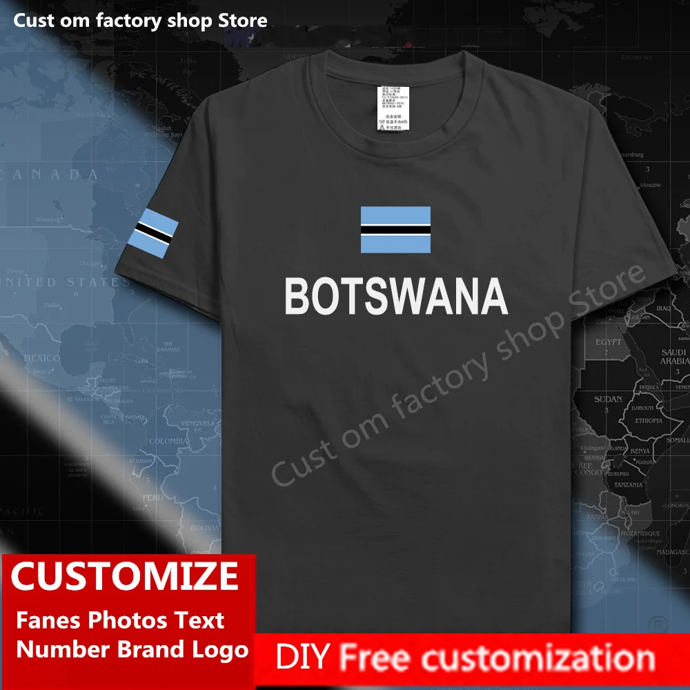 

Botswana Country Flag ​T shirt DIY Custom Jersey Fans Name Number Brand LOGO Cotton T-shirts Men Women Loose Casual T-shirt