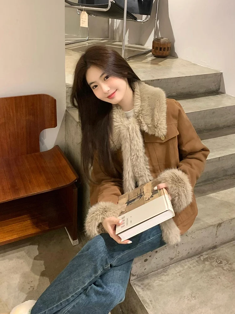 Пушистая верхняя одежда для женщин зима 2024 новая утолщенная темпераментная