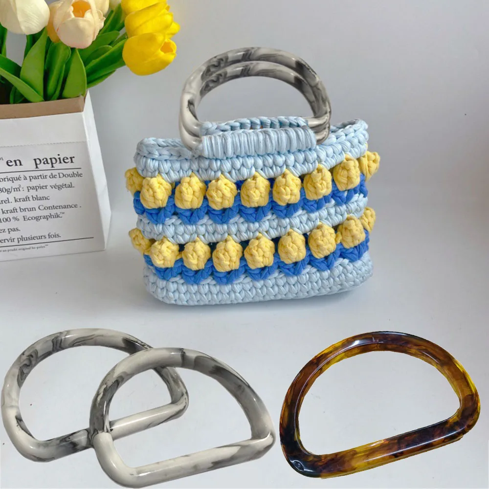 D-shpaed Ручка для сумки с кольцом из смолы для женской рамки кошелька мраморный узор «сделай сам» вязаные ручки для сумок аксессуары для сумок