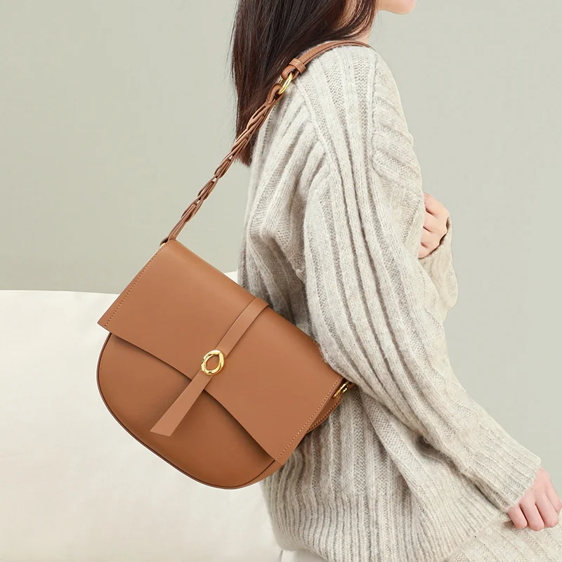

Women's Leather Shoulder Bags Fashion Retro All-match Classical Saddle Bag High-end Crossbody Flap Dating Bags For Ladies