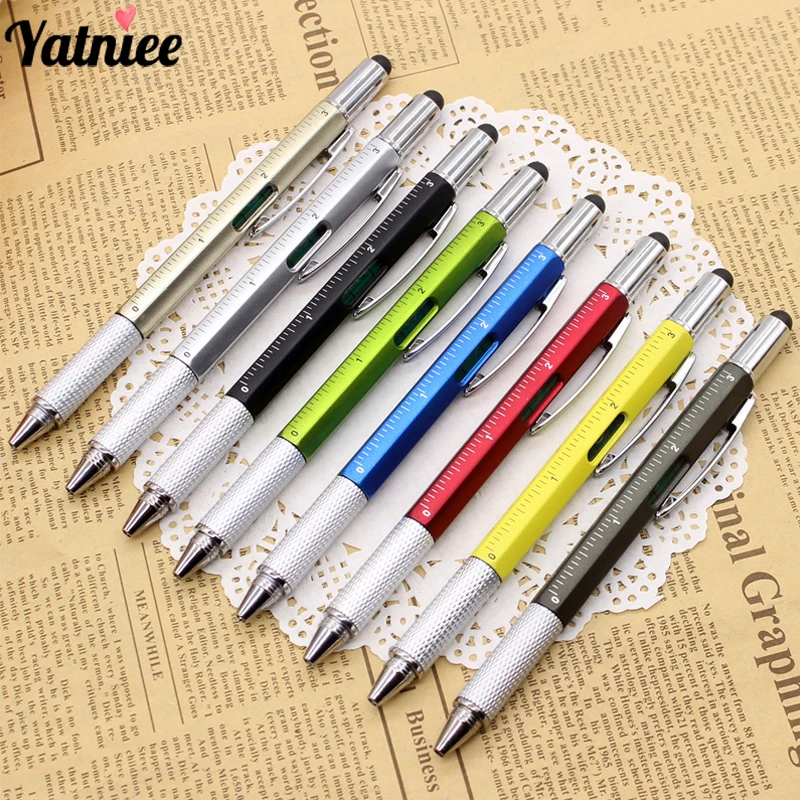 

Yatniee Multifunctional Gel Pen with Built-in Screwdriver Spirit Level and Dividing Ruler Capacitor Touch Pen Head Ballpoint Pen