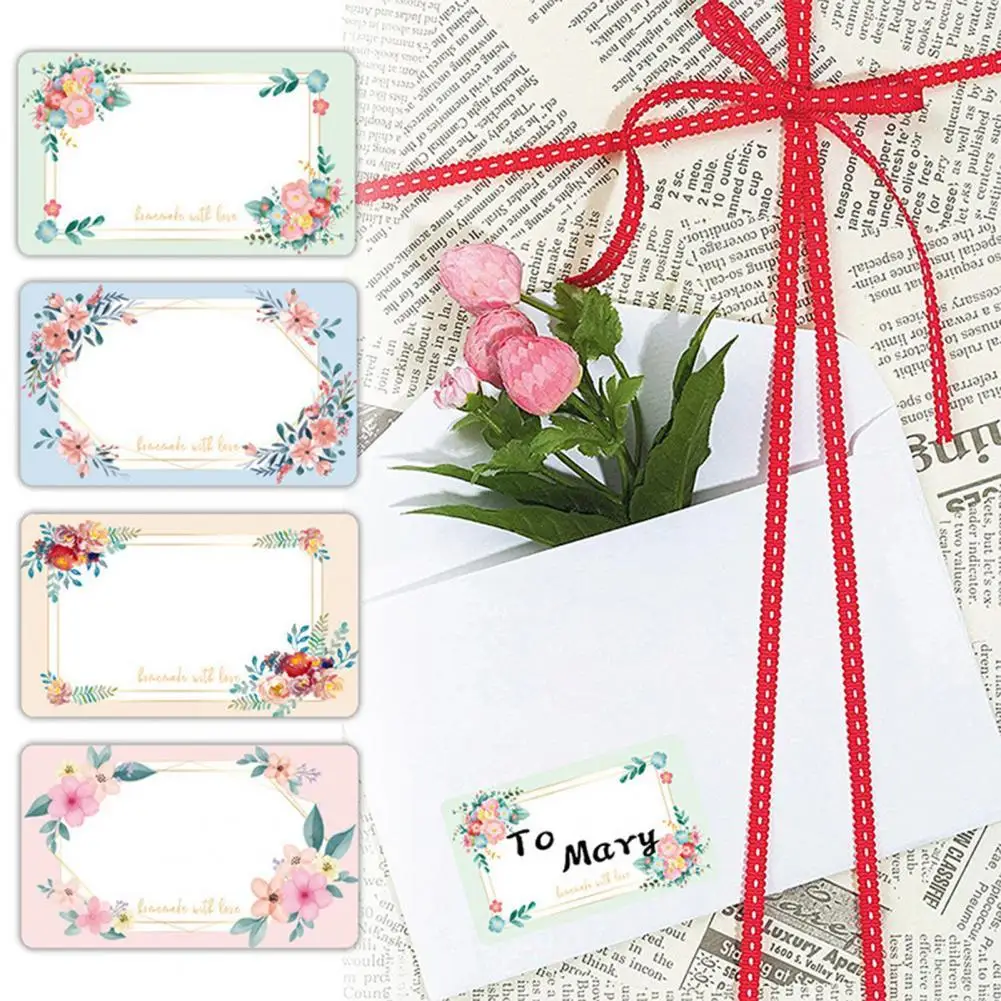 

500Pcs Practical Flower Print Square Gift Name Label Gift Name Label Lightweight Gift Packaging