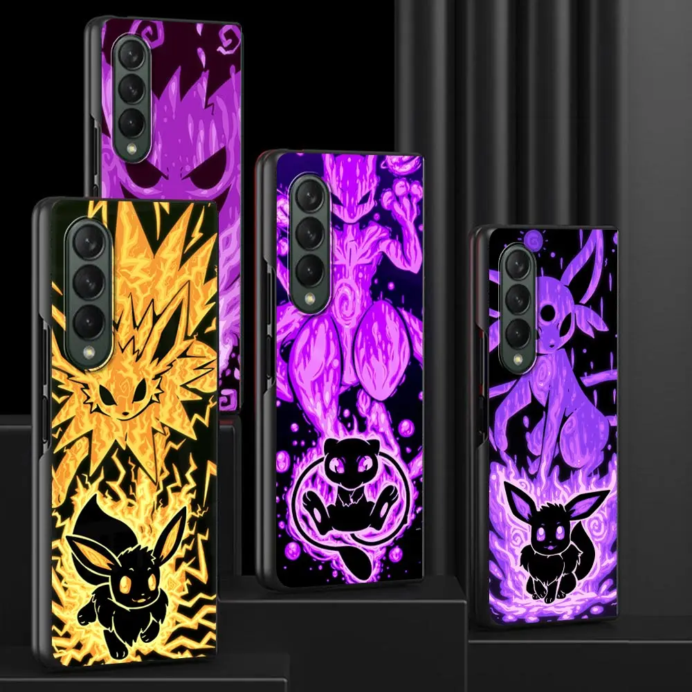 

Movil Phone Case for Samsung Galaxy Z Fold 3 Protective Black Cubre Hard Coques Z Fold3 Cover Pokemon Eevee Elf