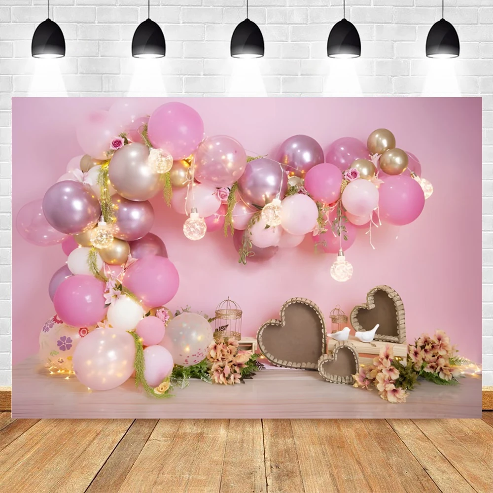 

Фон для фотосъемки малышей принцесс День рождения воздушные шары цветы портрет вечеринка Декор фотографический фон реквизит для фотостудии
