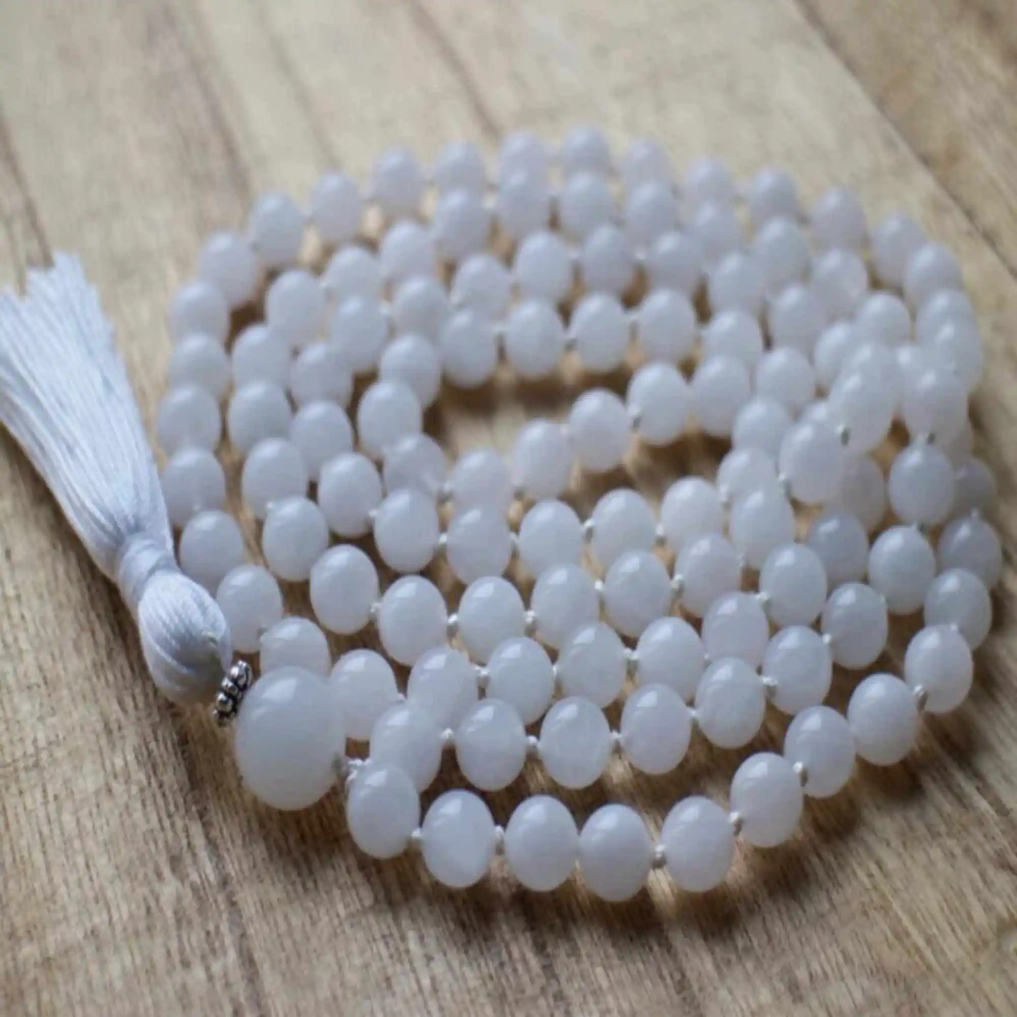 

8mm Natural knot white jade Beads silvering necklace Restore Souvenir Dark Matter Chain Blessing Chic Jasper Elegant