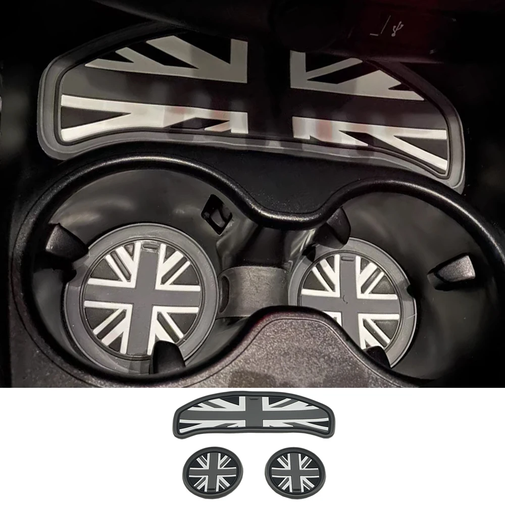 

Grey Union Jack Car Cup Pad Groove Coaster Auto Non-slip Mat Pad For Mini One/Cooper S JCW F54 Clubman Auto Styling Accessories