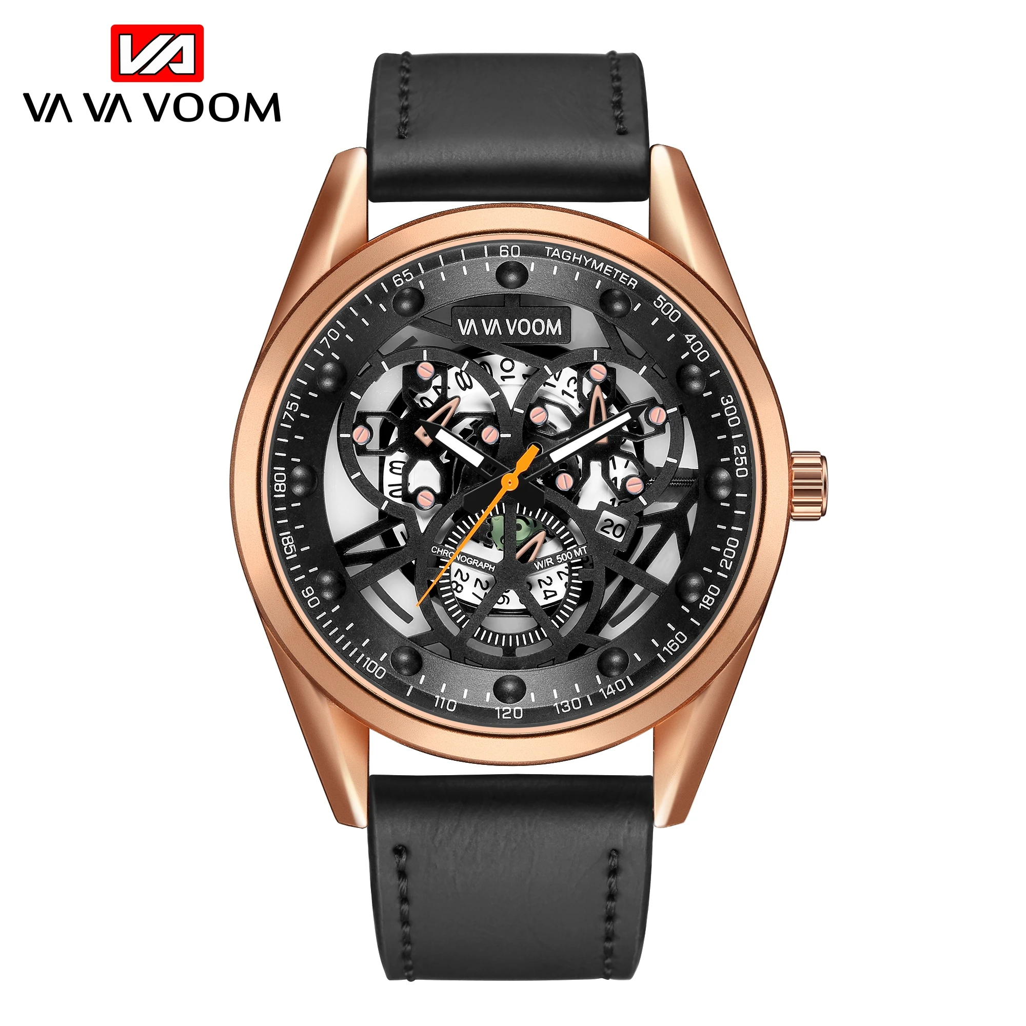 

VA VA VOOM Mens Creativity Calendar Matte Breathable Leather horloges mannen zegarek military brand Sport Wrist Watch For Men