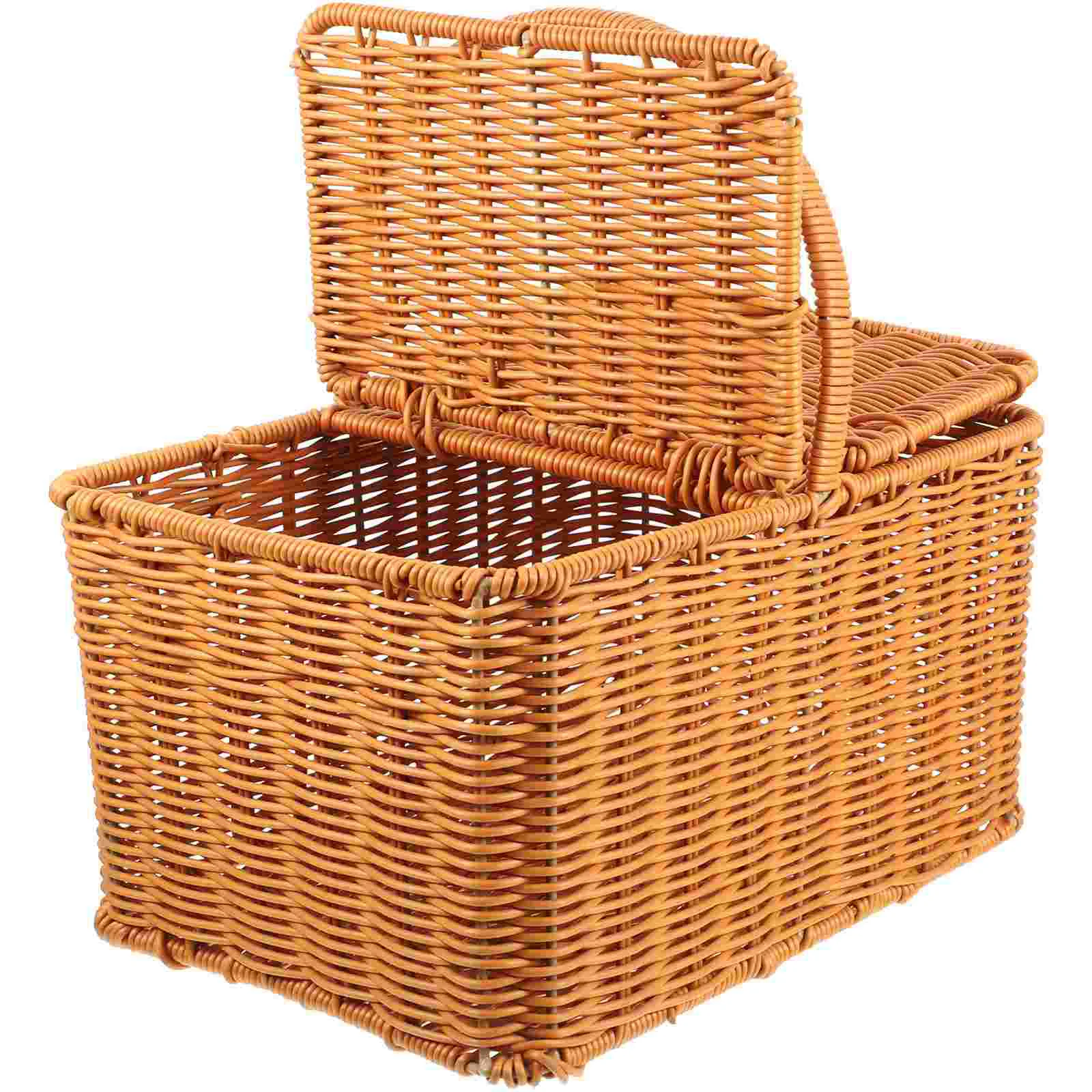 

Практичная плетеная корзина для покупок с ручкой, многофункциональная бытовая техника с крышкой