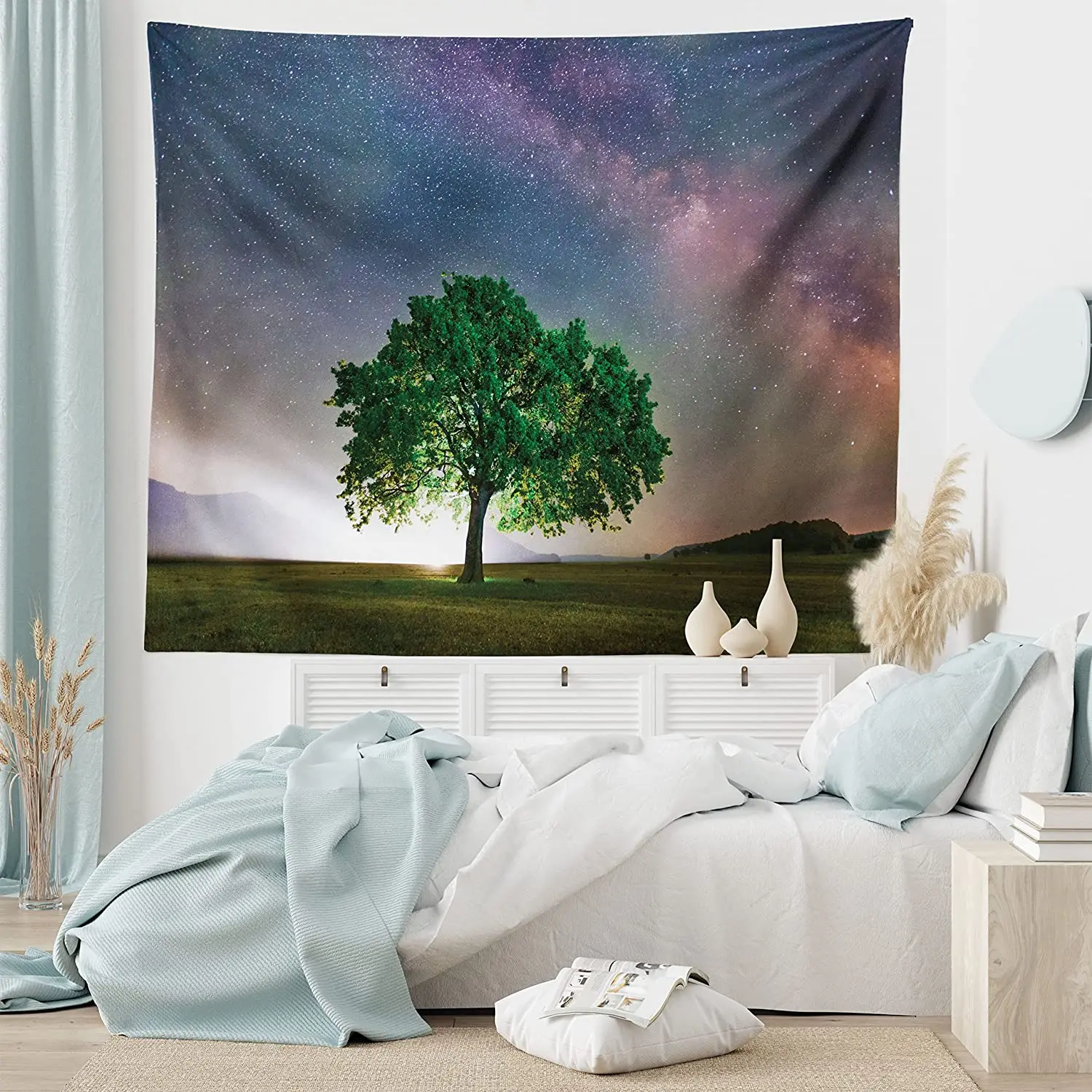 

Гобелен с деревом под молочным способом галактика в доброге Румыния с звездным небом натуральный стиль искусство широкая стенка