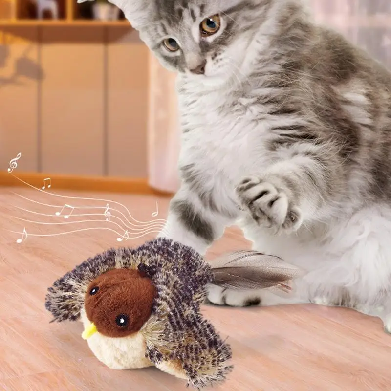 Игрушка для кошек перезаряжаемая от USB хлопчащая игрушка птица кошачья мята