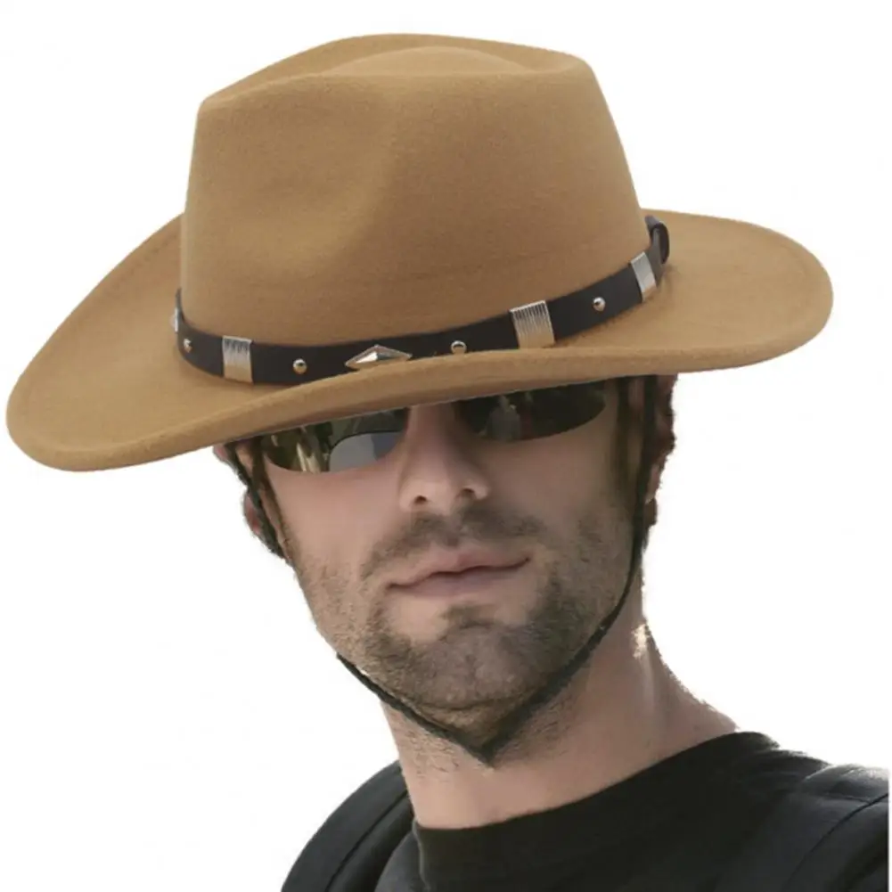 

Felt Hat with Belt Buckle Cowboy Hat Bowler Hat Costume Accessories