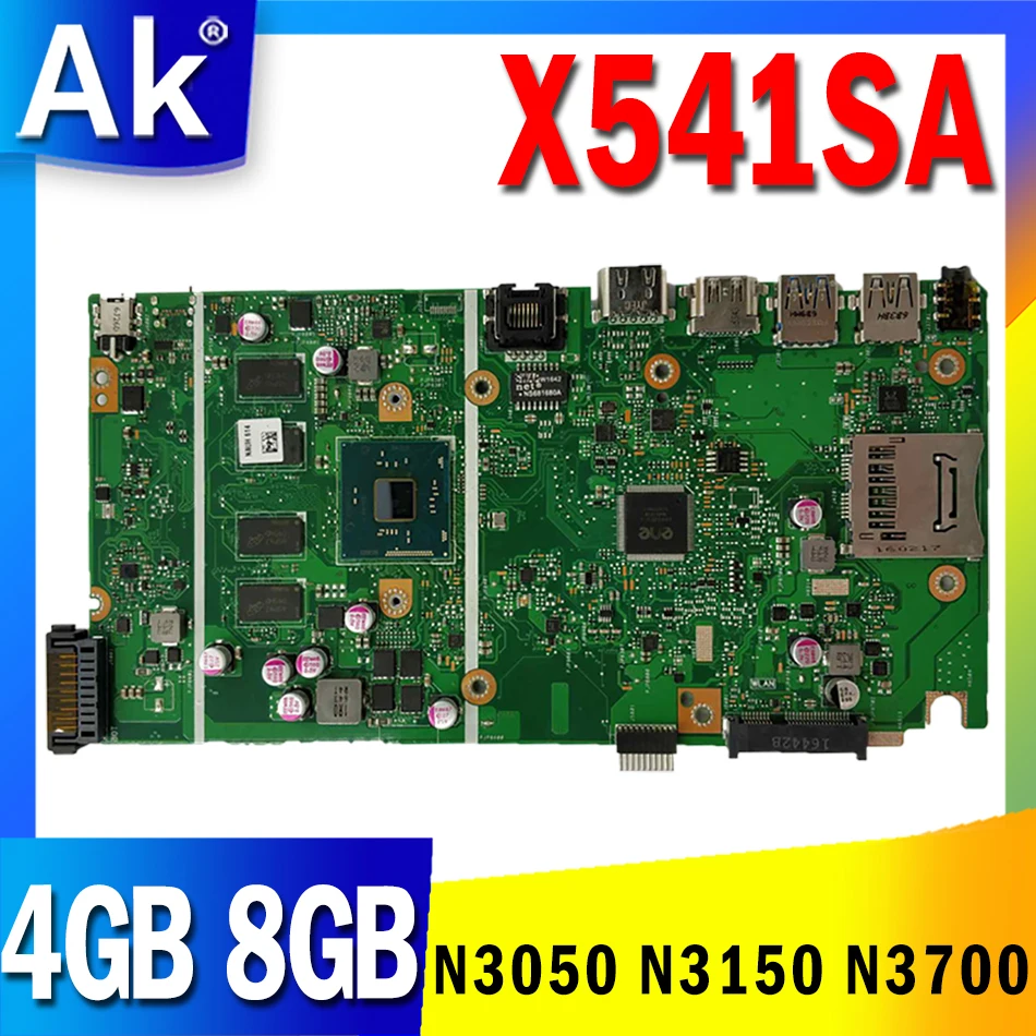 

Оригинальная материнская плата X541SA REV 2,0, ОЗУ 4 ГБ, 8 ГБ, процессор N3050 N3150 N3700 для материнской платы ноутбука ASUS X541 X541S X541SA