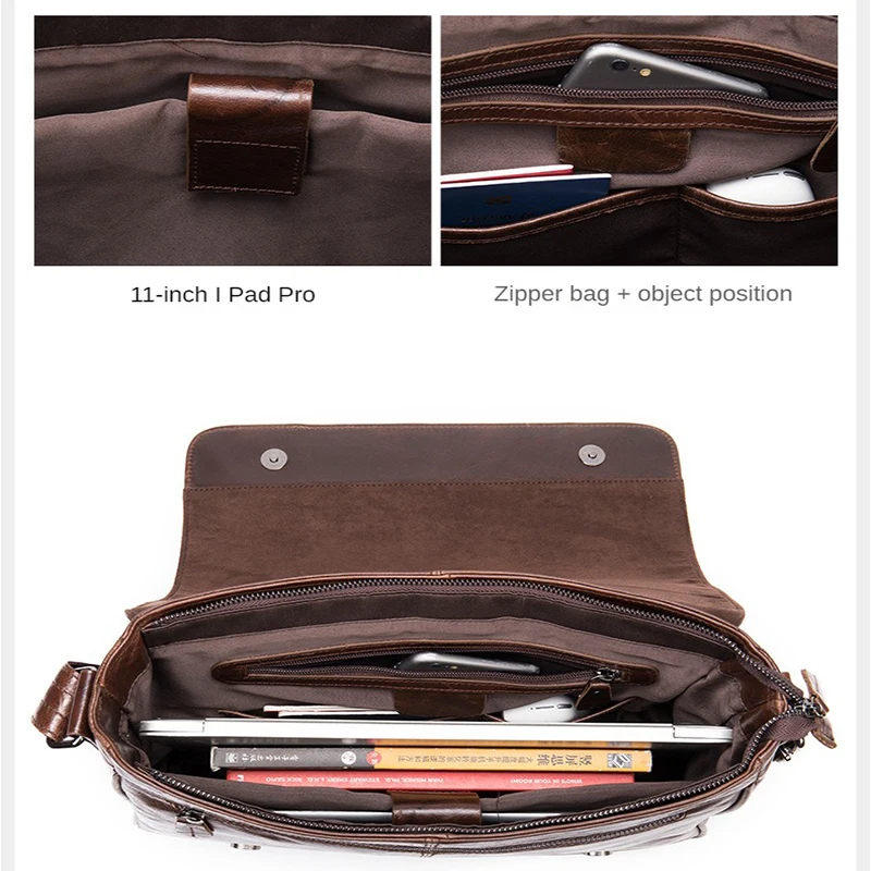 New Top Quality Leather Antique Retro Business Briefcase 13