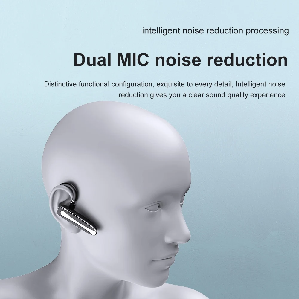 

Bluetooth Headset Dual Microphone Noise Cancellation Bluetooth 5.0 Headset Earbuds for Drivers Machine Office