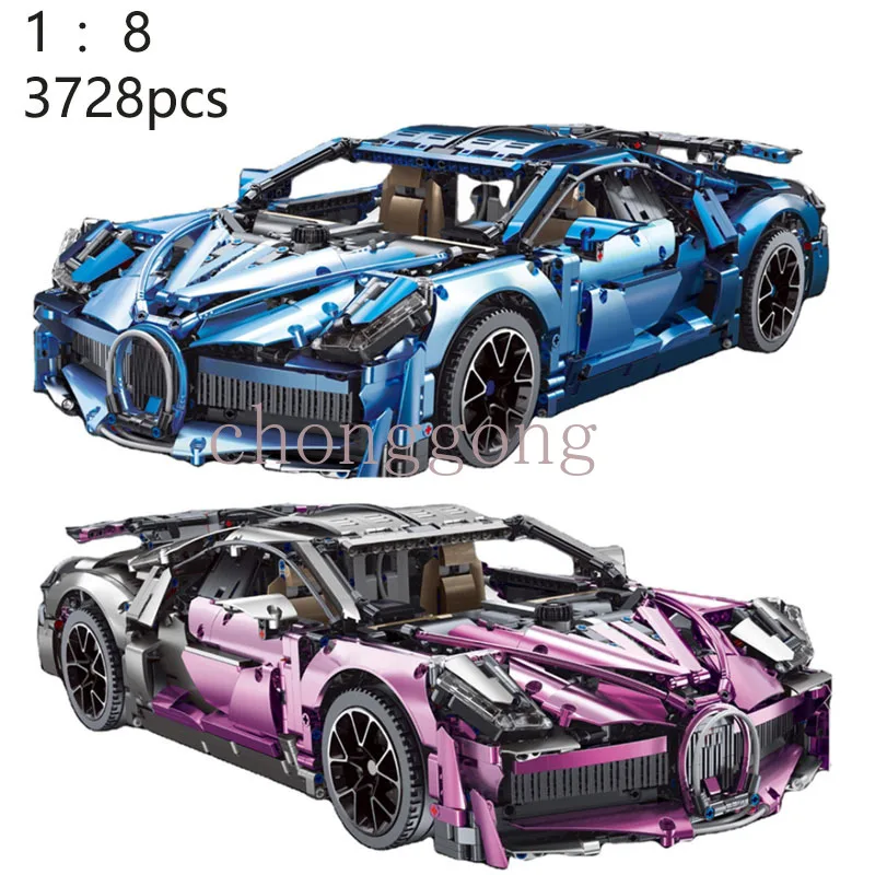 

Новинка, детали с гальваническим покрытием T5004 1:8, сине-фиолетовый, 3728 шт., модель спортивного автомобиля moc, развивающая игрушка, подарок на д...