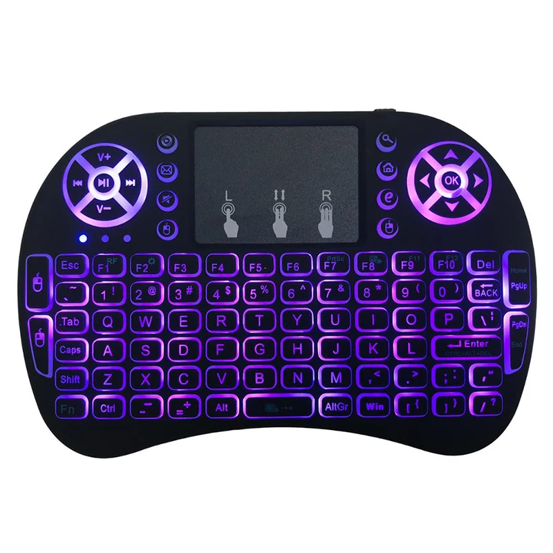 Портативная беспроводная клавиатура с 7-цветной подсветкой версия i8 + 2 4 ГГц