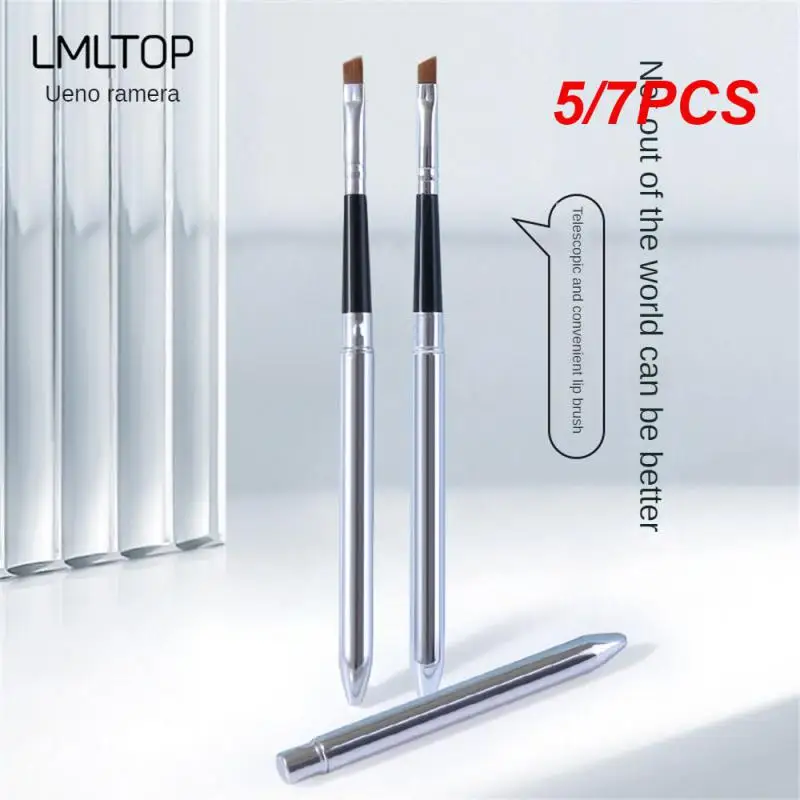 

5/7PCS Lipstick Applicator Silver Brush With Cover Portable Beauty Tool Travel Brush Cosmetics Tool Concealer Brush