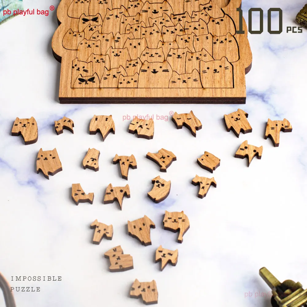 Деревянный пазл с рисунком кота детские рождественские подарки пазлы в форме