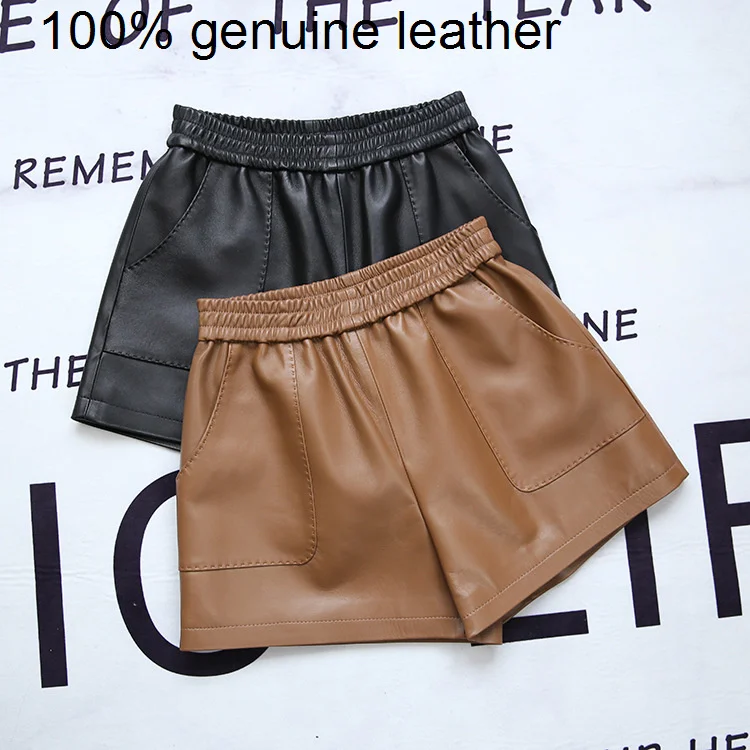 street sheepskin shorts.women shipping,fashion genuine soft shorts.Brand lady sexy leather shorts,sales.