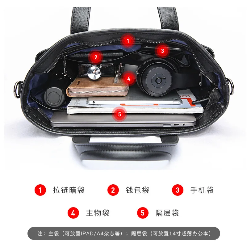 Business handbag man's large-capacity nylon one-shoulder messenger bag simple computer briefcase pasta executiva masculina bolsa