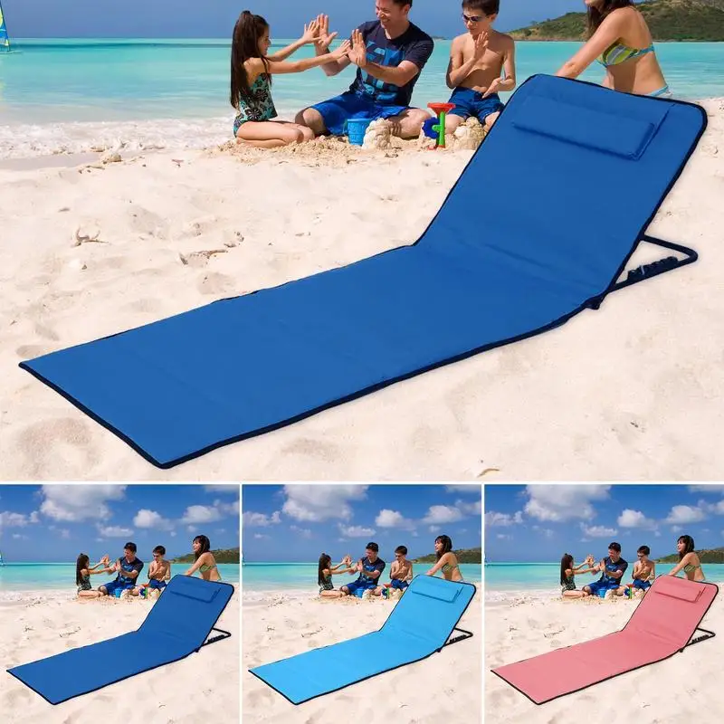 Chaise Lounge Beach Reclining Lounger With Pillow Sun Tannin