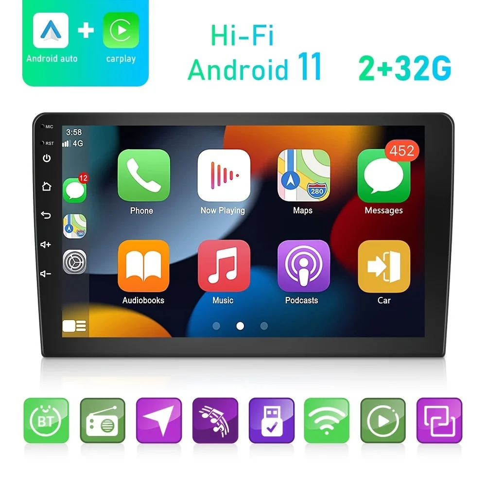 

9 Inch 2+32G for Android 11 Double 2 Din Carplay Touch Tcreen GPS Wifi FM Car Stereo Radio