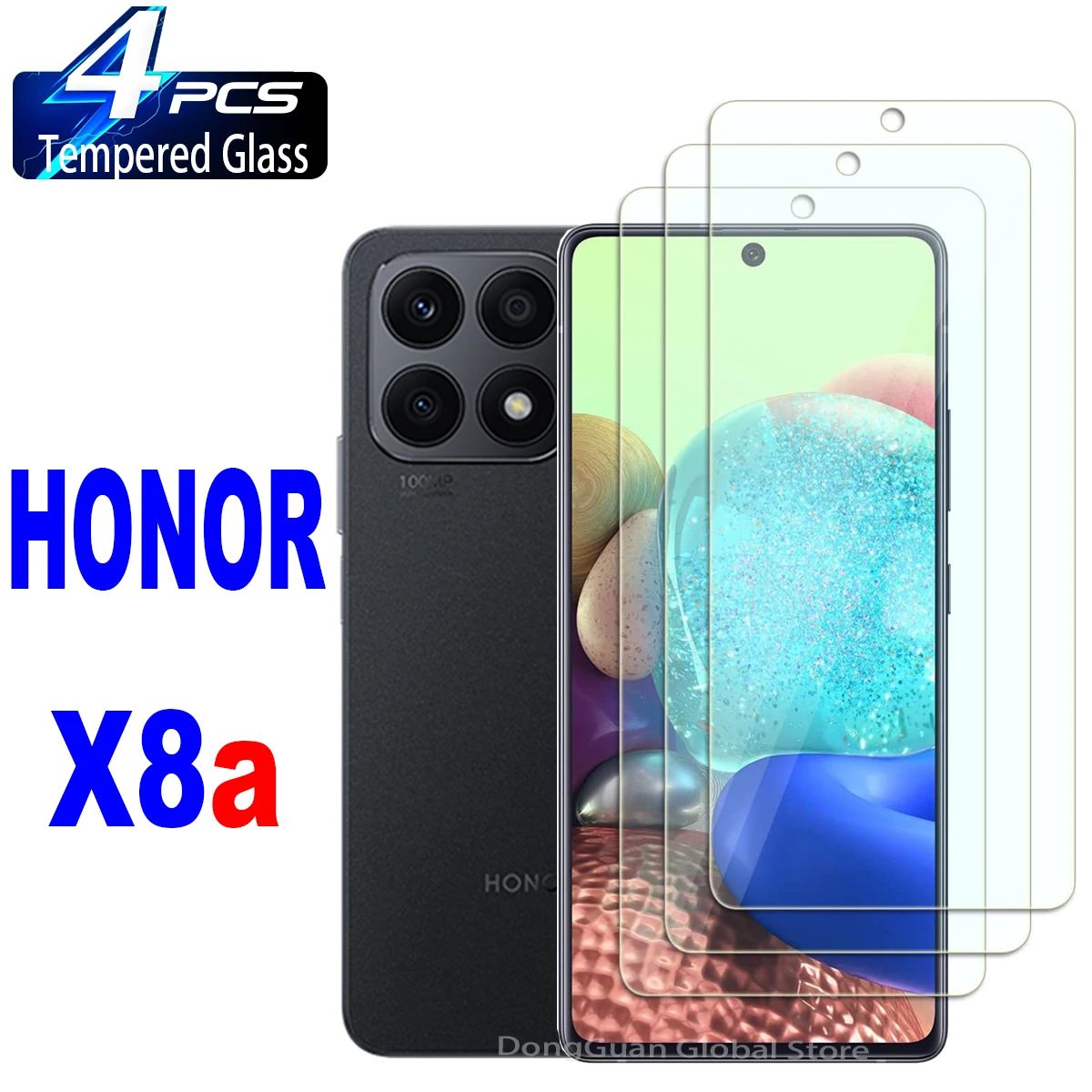 2-4pcs-high-auminum-tempered-glass-for-honor-x8a-screen-protector-glass-film