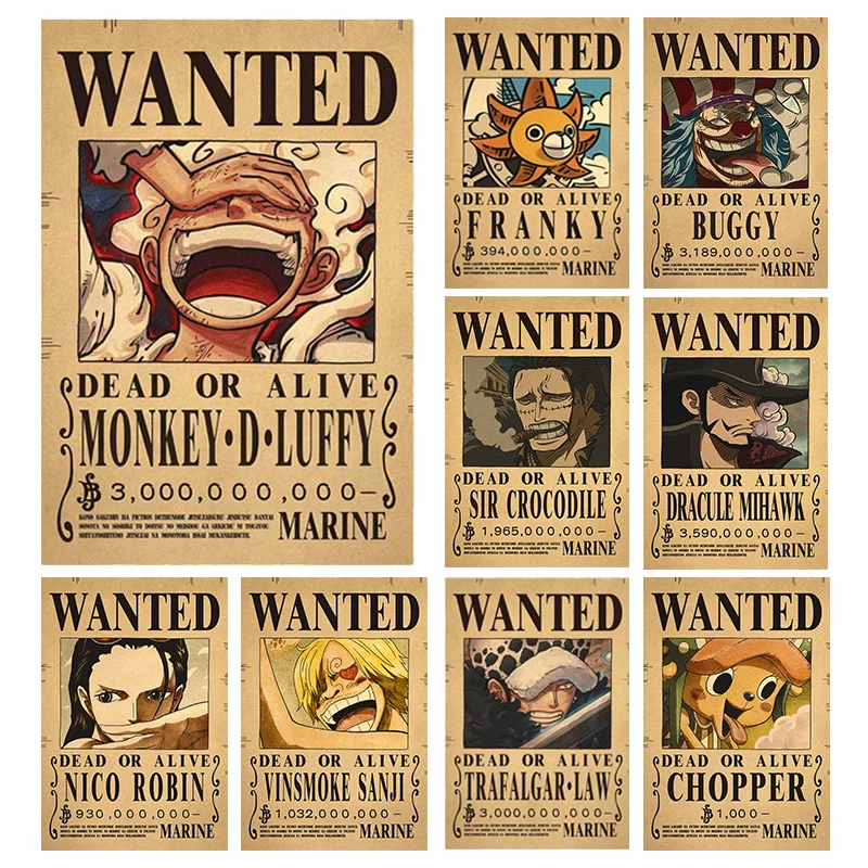 Аниме One Piece Новые постеры Luffy Zoro с вознаграждением экшн-фигурка гостиной
