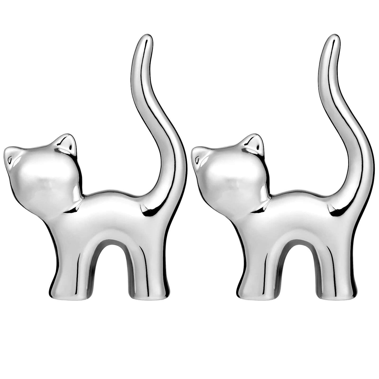 

2 Pcs Balloon Dog Finger Ring Holder Jewelry Dish Tray Cat Decor Ornament Wedding Stand Gifts Earrings Stands