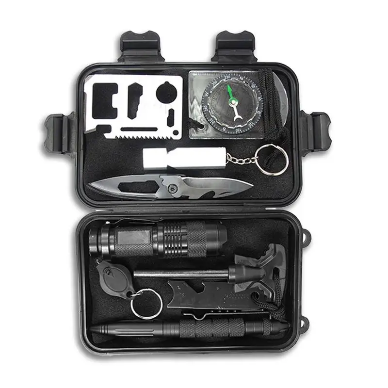 Набор для выживания из 10 предметов миниатюрный набор путешествий и кемпинга