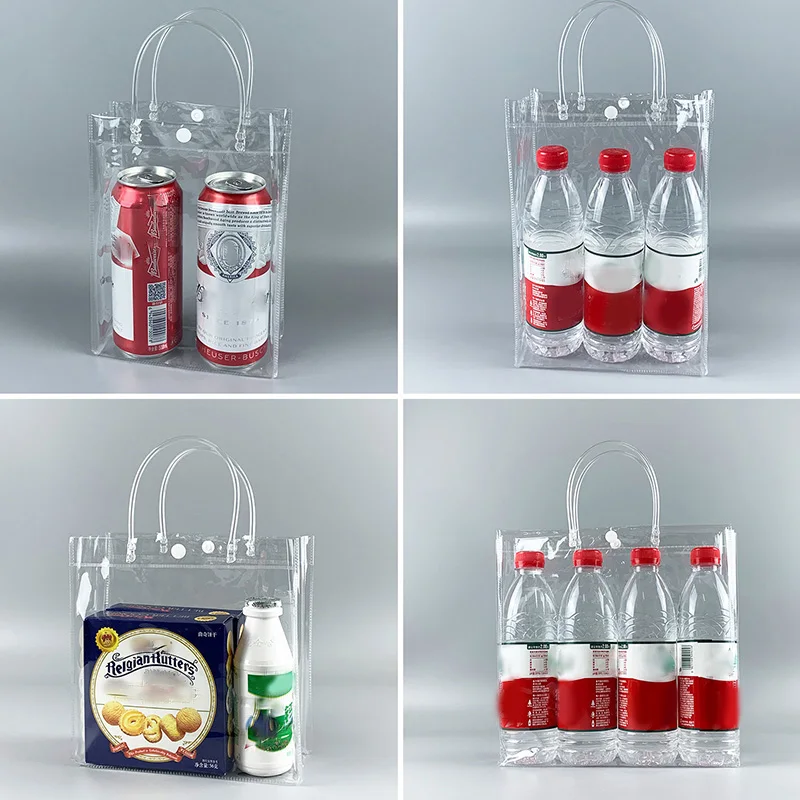 

PVC Anti-leakage Ice Bag Hand Carry Bag Transparent Refrigerated Champagne Red Wine Bottle Packing Bag Eco Plastic Ice Bags