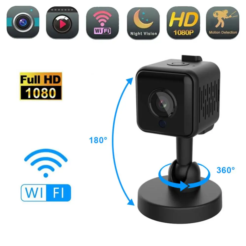 

360 Degrees Rotated Infrared Camera Hd 1080p Surveillance Motion Detection Remote Monitoring Built In Microphone Night Vision