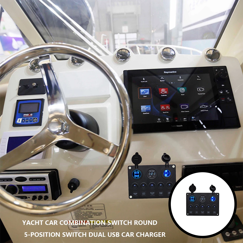 

Switch Panel Switches with Light Button Dual USB Controller Buttons Regulator Panels Digital Voltmeter Part Ship Blue