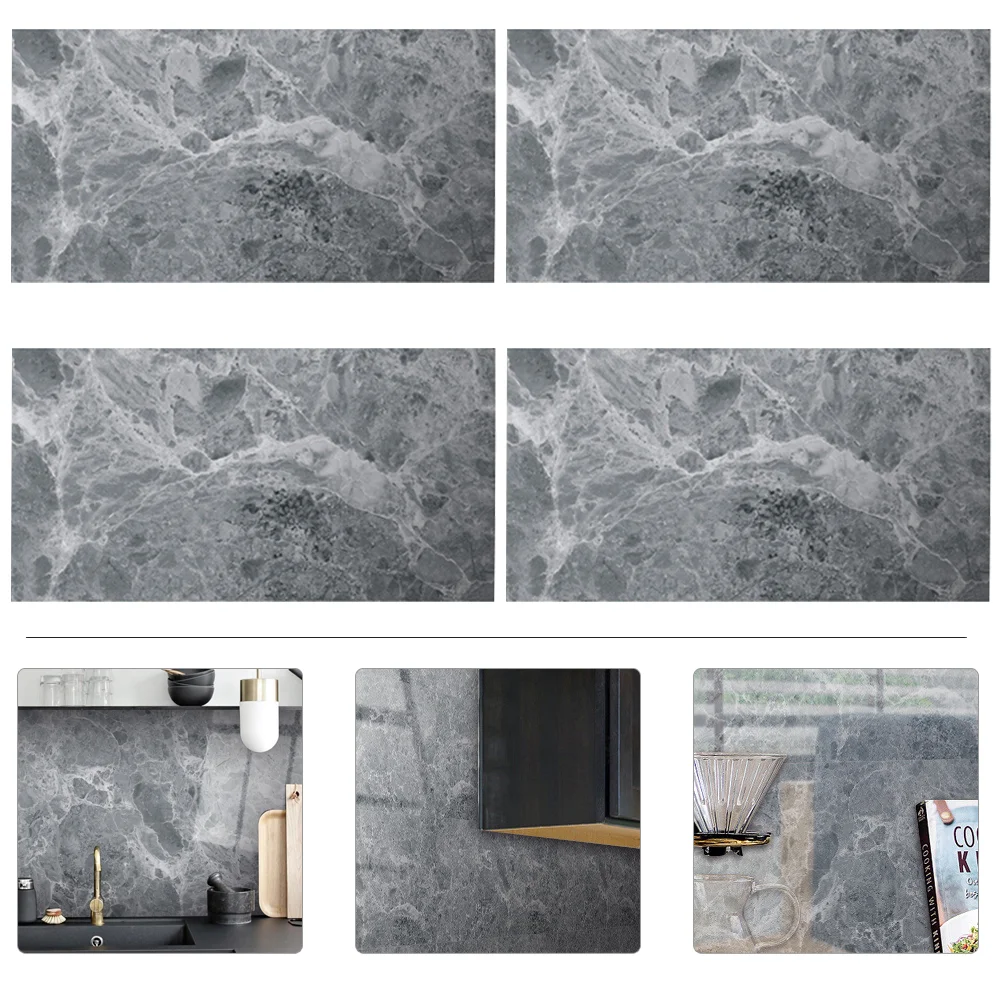 

Tile Stickers Wall Sticker Wallpaper Paste Decals Home Marbling Non Skid Floor Grey Bathroom Decorative Oil Peelstick Backsplash
