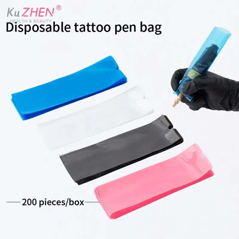 

200Pcs Tattoo Machine Clip Cord Sleeve Bag Covers Plastic Blue Disposable Hook Line Bag Hygiene Safe Tattoo Supply Accessories