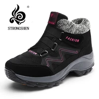 strongshen brand new winter women snow boots women warm ankle boots block high tops female waterproof boot rubber travel shoes