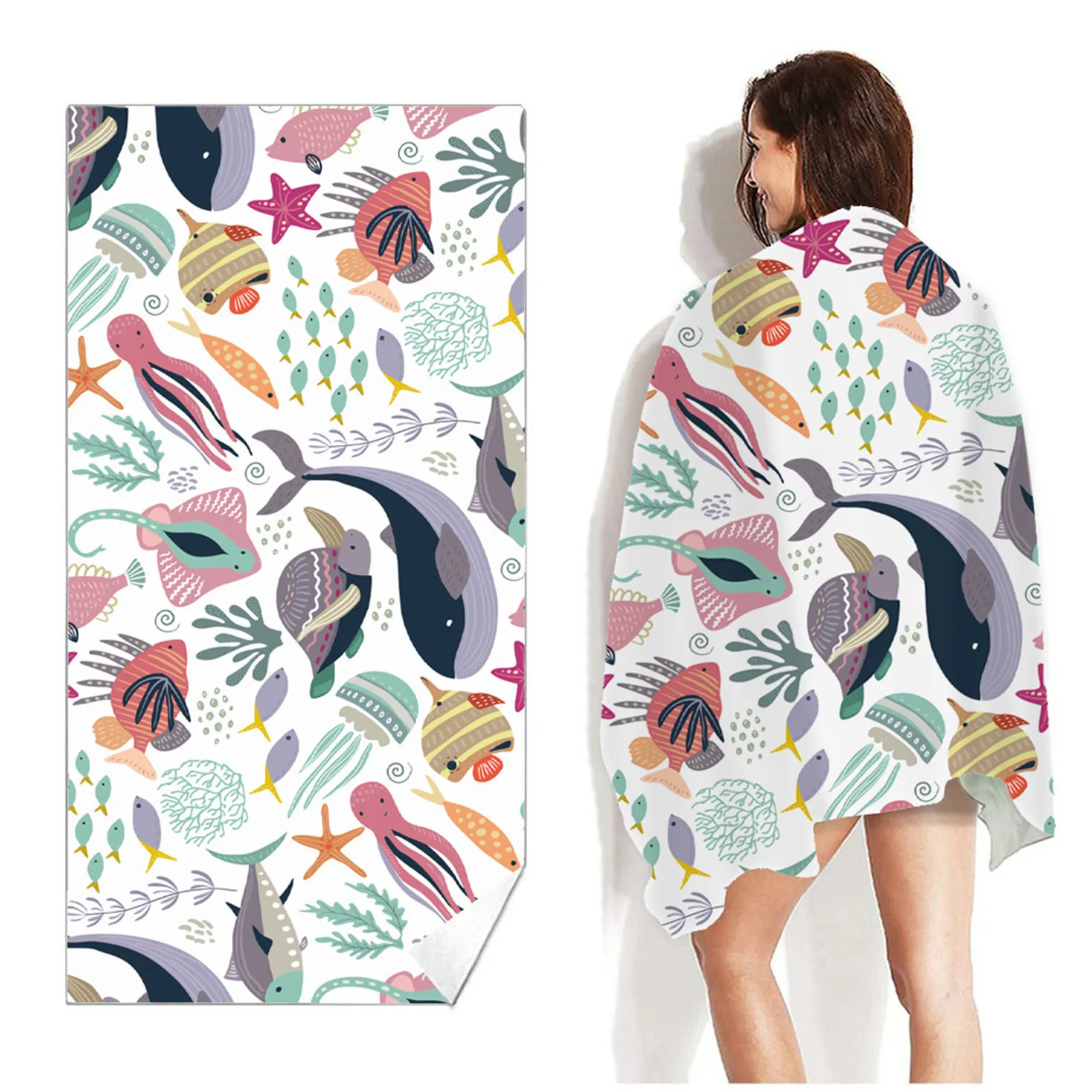 

Microfiber Beach Towel Super Lightweight Printing Pattern Bath Towel Sandproof Thick Beach Towels Oversized Towels Extra Large