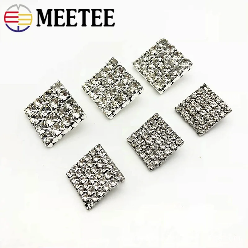 Meetee 5/10Pcs 13/17/25mm Square Fur Button Alloy Rhinestone Shank Buttons DIY Garment Sewing Decorative Buckle Accessories | Дом и сад