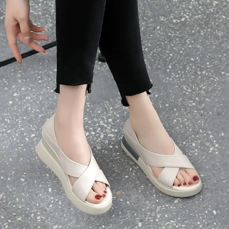 

Muffin Bag Heel Sandals Women 2022 Summer New High-heeled Fashion Outer Wear Wedge-heeled Thick-soled Comfortable Women's Shoes