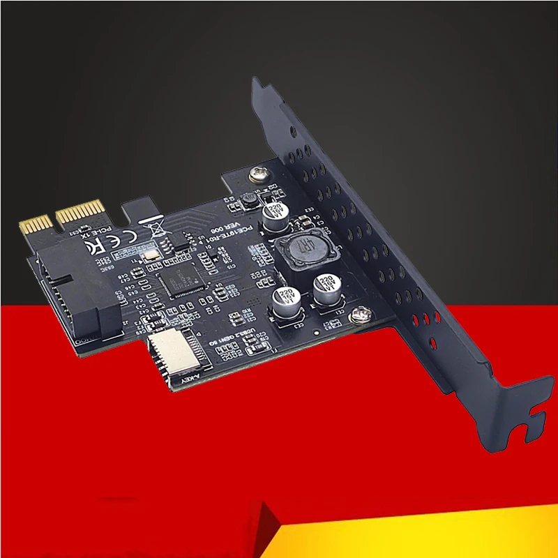 

NEW PCI Express 2.0 X1 USB 3.2 Gen1 19Pin + TYPE-E Expansion Card PCIe Front Type-C Adapter Riser Type-E USB3.2 A-KEY 5Gbps Card