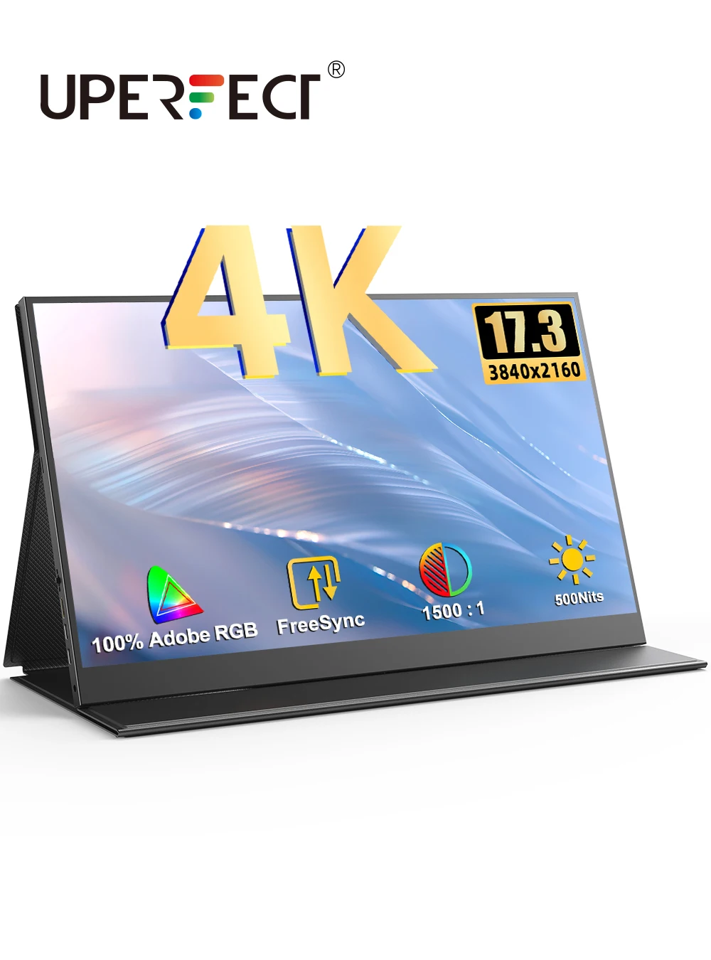 Портативный монитор UPERFECT 4K, 17,3 дюйма, IPS, матовый экран, 100% sRGB, HDR, FreeSync, HDMI, Type-C, Компьютерный дисплей для ноутбука